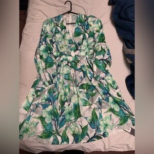 Floral Green and Blue Dress